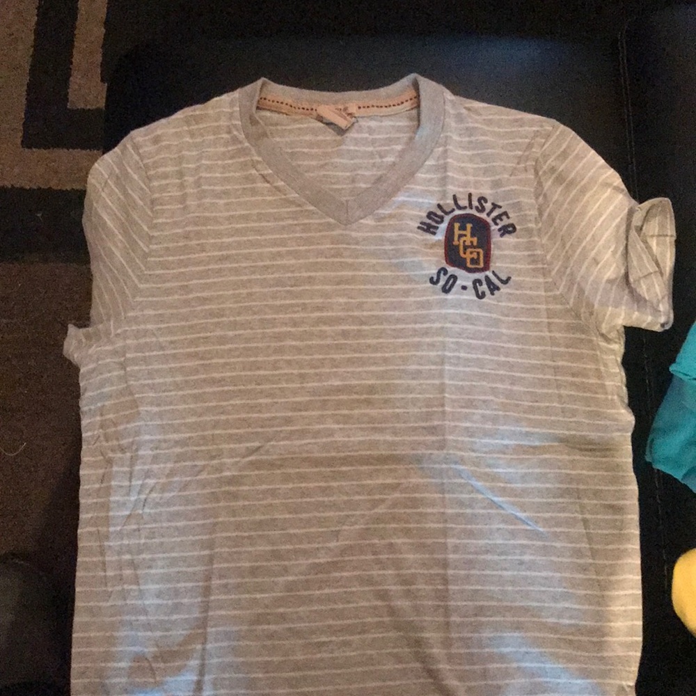 Gray and white stripe Hollister T-shirt